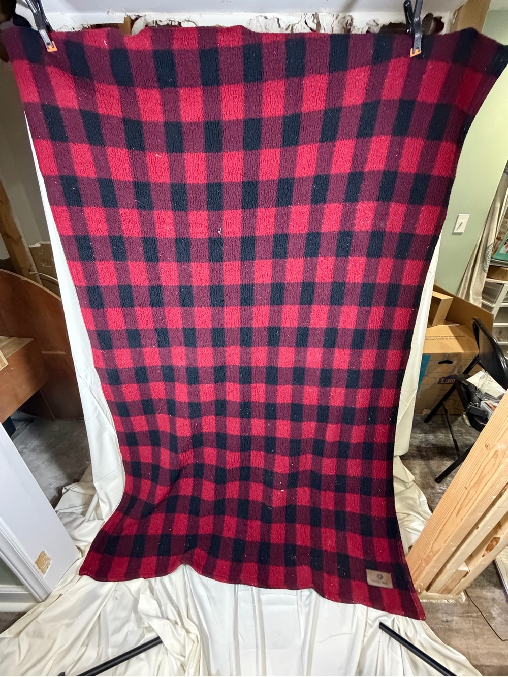 Mossy Oak Red and Black Buffalo Plaid Throw Blanket